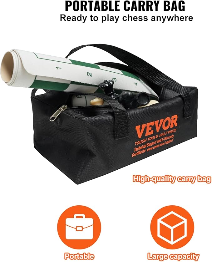 VEVOR Tournament Chess Set 20 Inch Roll-Up Beginner Chess Board Foldable Silicone Chess Game with Plastic Weighted Chess Pieces &amp Storage Bag Portable Travel Chess Board Gift for Adult Kid Fami