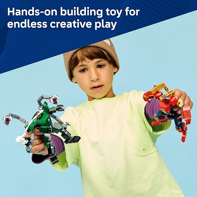 LEGO Marvel Mech Battle: Spider-Man vs. Doc Ock Building Toys for Kids - Super Hero &amp Villain Poseable Mech Toys W/3 Marvel Minifigures for Kids &amp Fans Ages 6+ - Gift Idea for Birthdays - 763