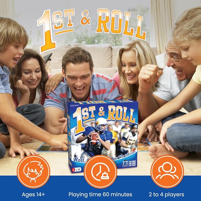 R&ampR Games 1st &amp Roll Football Board Game for Adults and Kids Ideal for Family Night