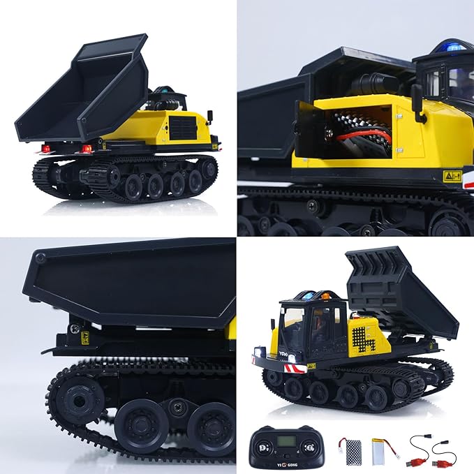 TOUCAN RC HOBBY 1/50 T14R Panther RTR Electric RC Crawler Dump Truck Construction Vehicle Tracked Tipper Finished Model Lights Sounds Unit for Adult Hobby