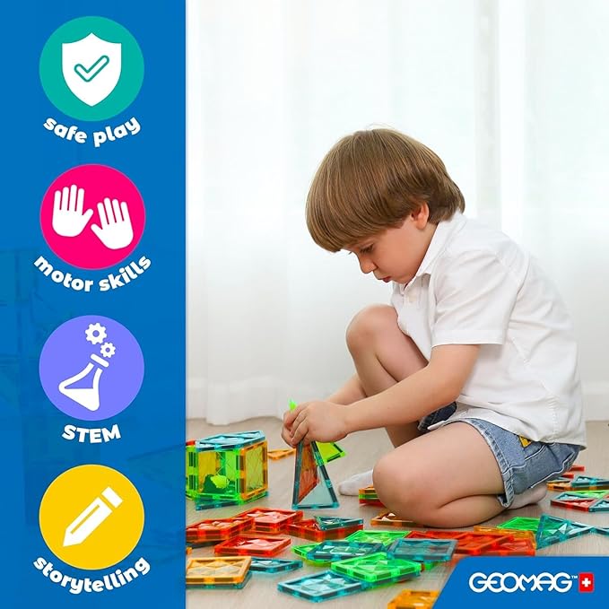 Magnetic Tiles for Kids Ages 4-8 25 Piece Dinosaur Building Blocks Set with T-Rex &amp Stegosaurus Magnet Toys for Toddlers &amp Preschoolers - Educational Construction Toy Magnetic Building Sets