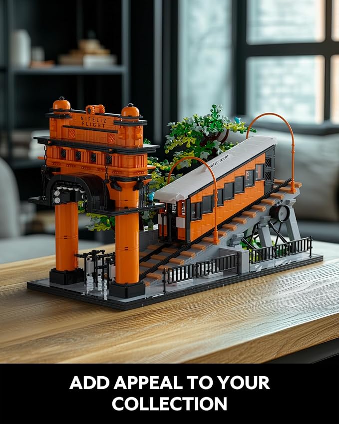 Nifeliz Flight Railway Building Set Vintage Cable Car Railway Display Model for Décor Memorable Festival Gift for Adults (2892 PCS NF10294)