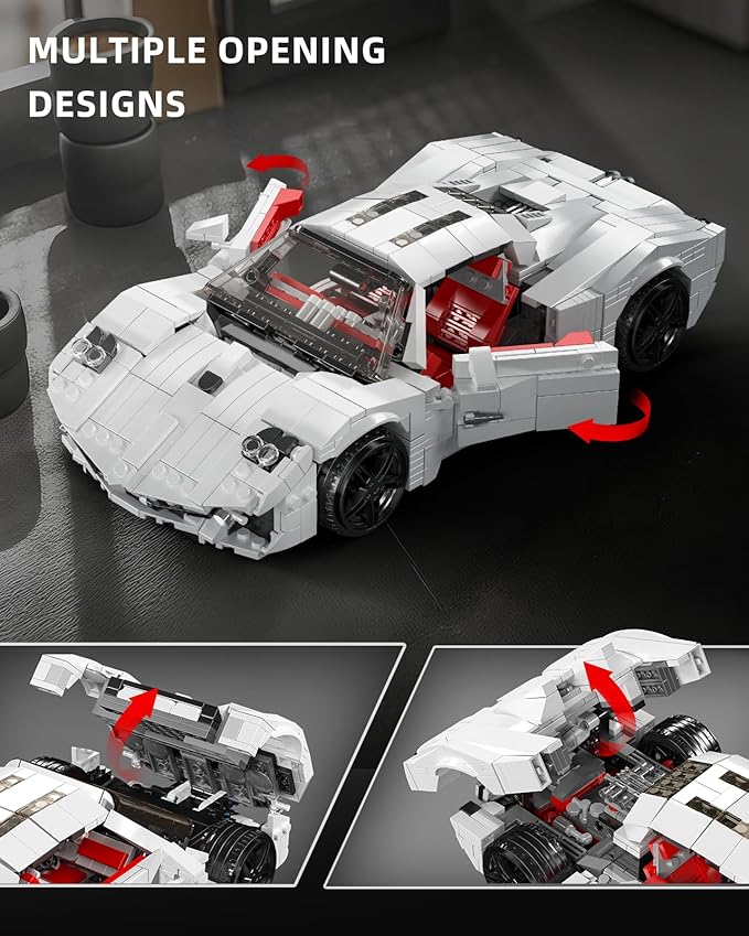 Mould King Sports Car Building Blocks Set Classic Racing Model Car Kits Collectible Supercar Building Set to Build Construction Toys Gifts for Teens Adults(1423 PCS)
