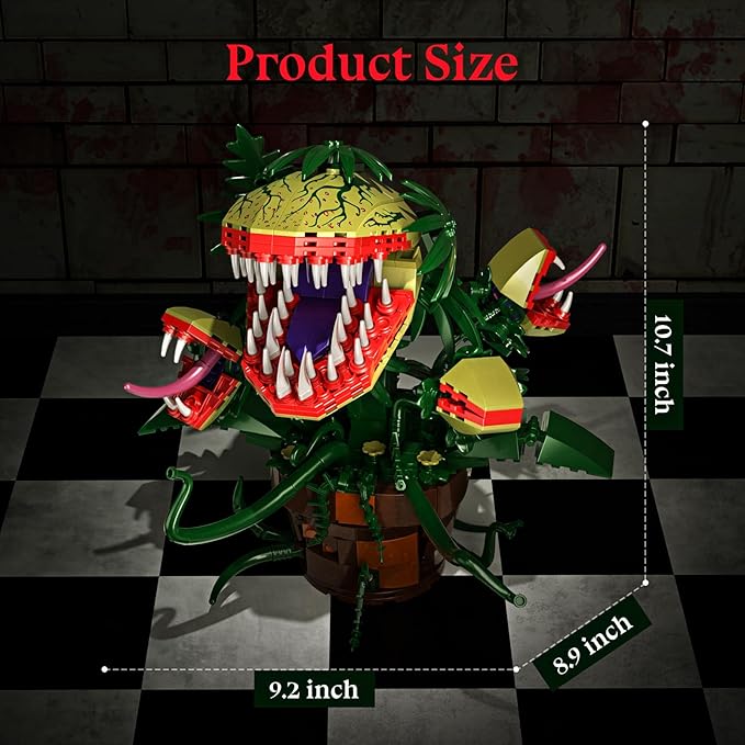 Millionspring Piranha Plant Audrey II 2 Building Blocks Set Toys Kit Horrors Flower Shop Decoration Valentine Gift for Tv Film Fans Families Friends 12+ On Halloween Birthday Christmas