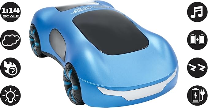 LEXiBOOK Crosslander Phantom RC Remote Control Racing car with Smoke Jets up to 15 km/h Drift Mode Classic and Gesture Remote Control Sound and Light Effects Blue RC65