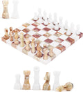 Marble Chess Set 10 Inch White &amp Green Travel Chess Board with 32 Pieces &amp 2 Extra Queens Handcrafted Classic 2 Player Chess Game for Adults