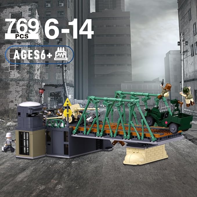 Military Base Building Toy Army Defence Base Army Toy WW2 Model Kit for Boys Ideal Gifts for Kids Aged 6-12 and Adults Compatible with Lego Military Set 769 pcs