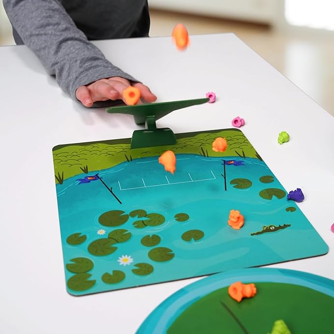 Frogs on Logs – A Fast-Paced Frog-Launching Board Game for Kids &amp Families – Match Aim &amp Launch Frogs – 2-4 Players Ages 8+ – Fun Family Game for Boys &amp Girls