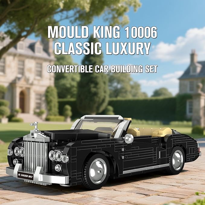 Mould King 10006 Classic Car Building Sets MOC Vintage Luxury Convertible Model Building Blocks Kits Gift for Teens/Adults Collections Enthusiasts (1096+ Pieces