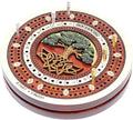 House of Cribbage - 2 Track 60 Points - Tree of Life Inlaid Wooden Travel/Pocket Size Cribbage Board - Size 4 Inch (Maple Wood/Blood Wood)