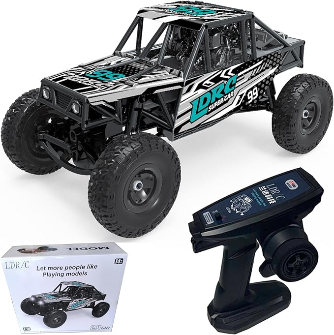 LDRC 18499 RC Climbing Car 1/18 Full Proportion Rc Offroad 4x4 Crawler Pipe Rack Vehicle Cars Model RTR (Blue)