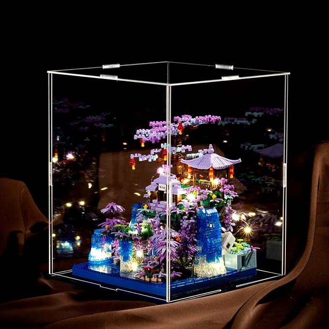 Peach Blossom Pond Building Blocks SetBuilding Blocks Set Gifts for Adults and Kids Micro Bricks Cherry Blossom Tree House Kit with LED Light and Display Box（2500+Pieces）