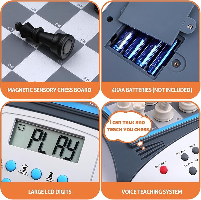 Talking Chess Master Electronic Chess Set with 2000 ELO Rating Great for Brain Strategy Training Strong Magnetic Chess Computer Game 1-2 Player Ideal Learning Gift for Kids Teenagers