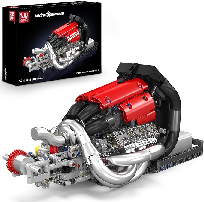 Mould King Racing Car Engine Model Kit 980+Pcs Motorized Mini Engine Kits That Runs Build Your Own Model Engine with Gearshift &amp Battery Building Blocks for Adults DIY Construction Engineering