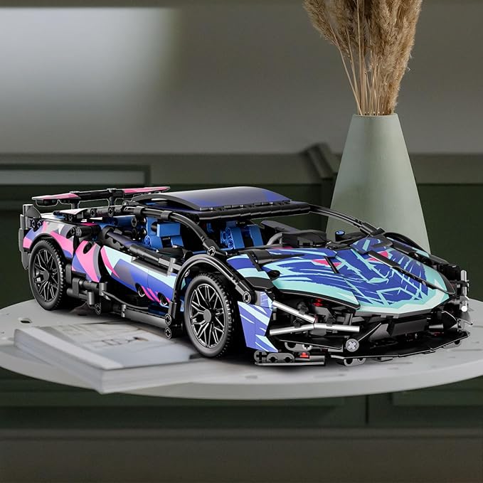 Sport Race Car Building Block Sets for Adults BoysRemote Control APP Supercar Toys Kits with LED Lights 1:14 Collectible MOC Contruction Birthday Gift for Teens Age 8-12 12-1614 14+(1314 PCS)