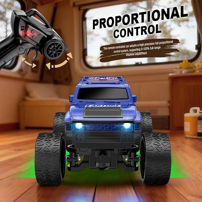 1:64 Scale Mini RC Crawler with Gyro Full Proportional RTR 2.4Ghz Remote Control Truck with RGB Lights (E89-Grey)