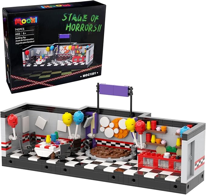 Five Nights Stage Building Blocks ToysClassic Horror Game Building SetHalloween Birthday Gifts for Boys and Girls(745pcs)