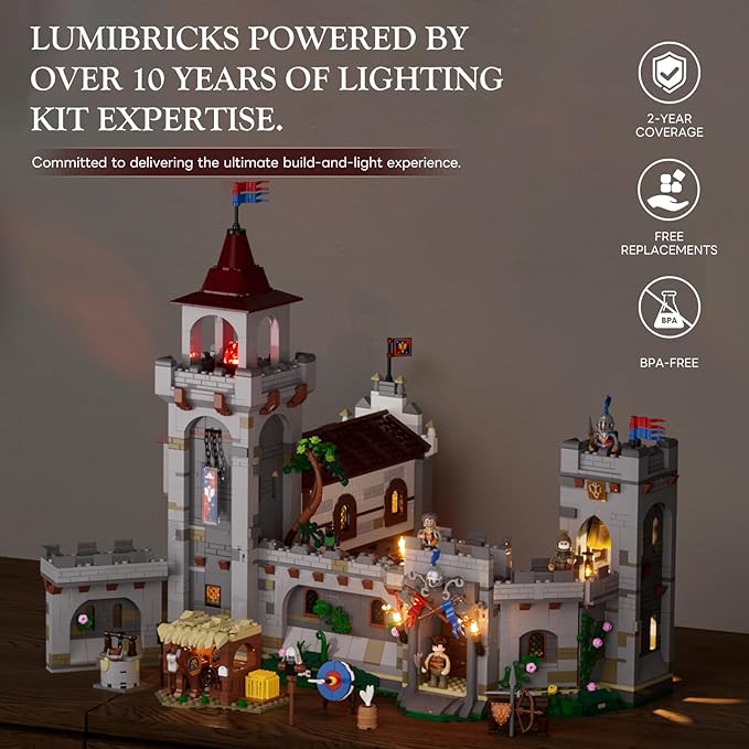 Medieval Guard Post Lighting Building Bricks Set - Middle Ages Castle Modular Collection Display Kit with Minifigures 2945 Pcs for Adults &amp Teens