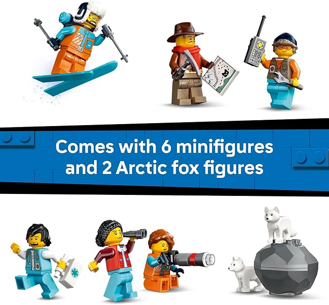 LEGO City Explorers' Arctic Polar Express Train Set - Building &amp Learning Toys for Kids - Remote Controlled Train for Boys &amp Girls Ages 7+ - with 6 Explorer Minifigures - Birthday Gift Idea -