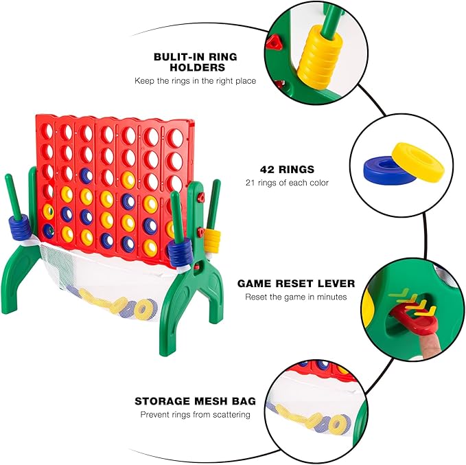 1.9 Feet Giant 4 in A Row Game Jumbo 4-to-Score Connect Game Set for Kids &amp Adults Outdoor Yard Lawn &amp Indoor Floor Play Family Game Night &amp Party Board Games Grand Birthday Easter Gif