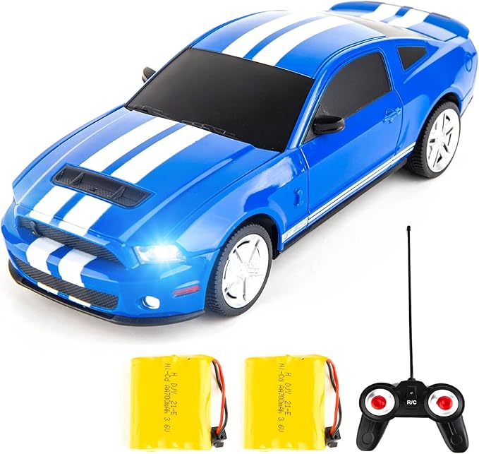 BDTCTK Remote Control 1/24 Ford Mustang Shelby GT500 RC Model Car Toys for 6+ Kids and Adults Blue