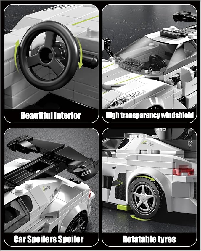 Technic Sports Cars Building Block Set with Display Case Speed Race Car Building Toys Collectible Model Cars for Home Decor Christmas Birthday Gift for Adults and Kids 6 and up (320+pcs)