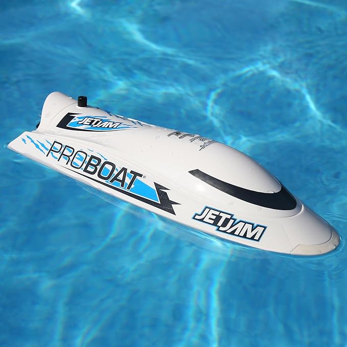 Horizon Hobby Pro Boat RC Jet Jam V2 12 Self-Righting Pool Racer Brushed RTR Batteries for Transmitter Not Included White PRB08031V2T2