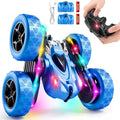 Remote Control Stunt Car 4WD 360° Flip Double‑Sided RC Cars LED Light Bar USB‑C Modular Battery 2.4 GHz Outdoor Beach Toy for Boys 6‑12 Years Old Birthday &amp Christmas Kids Gift Blue