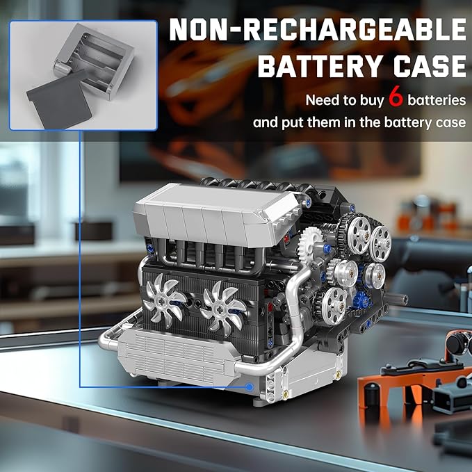 Mould King 10213 Car Engine Building Sets Intelligent Chip Drive Engine Model Kit That Runs Build Your Own STEM V8 Engine Model Toys for Adults Collections Home or Office Décor (744+ PCS)