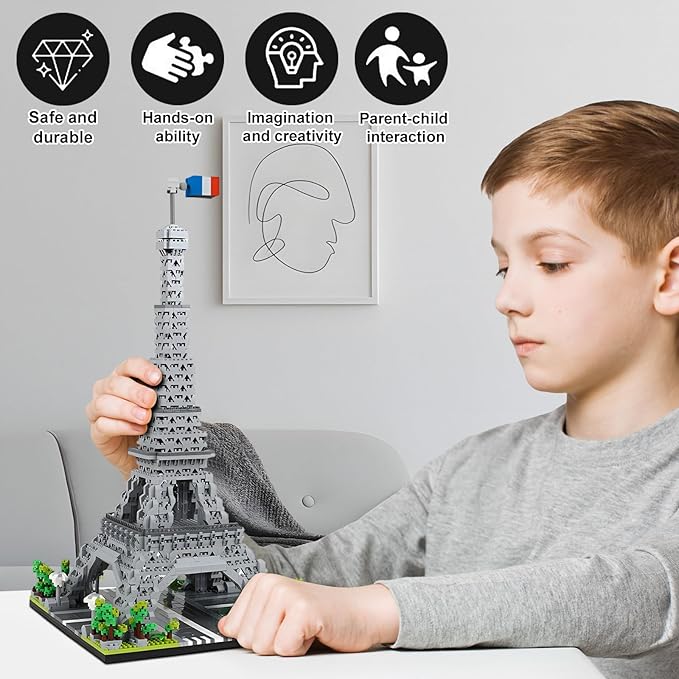 Paris Eiffel Tower Model Building Blocks Micro Brick Architecture Landmark for Display Fun Construction Gift for Kids &amp Adults