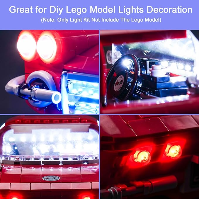 Upgraded Led Light Kit for Lego Icons Corvette Building Set Compatible with Lego 10321 (Model Not Included)