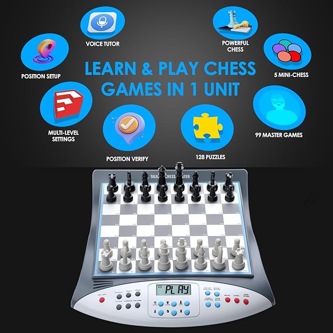 Electronic Chess Set with Voice Teaching System Magnetic Computer Chess Game Great Partner for Beginners &amp Improving Players Electronic Chess Board Grows Your Chess Skills