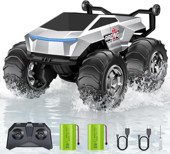 1:16 RC Truck Remote Control Car 4WD Waterproof Amphibious RC Car All Terrain PickupTIME4DEALS 2.4GHz Remote Monster Truck with 360° Rotating Standing Stunt Toy Truck for Kids Boys 6 7 8 9 10 11 12+
