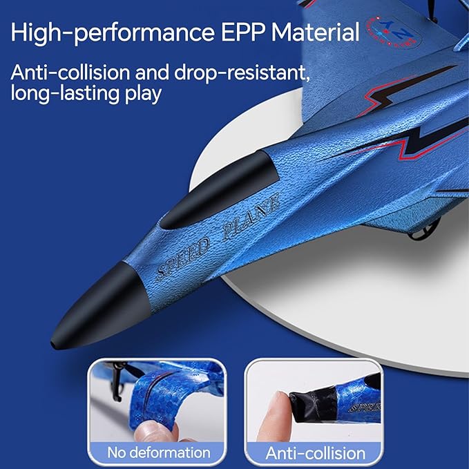 SU-35 Rc Model Fighter Jet with LED Lights | 2.4 Ghz Rc Remote Control Fighter Jet Glider with 3-Axis Gyro EPP Foam Twin-Motor Luminous Strip Easy to Fly &amp Crash-Resistant RC Aircraft (Blue)