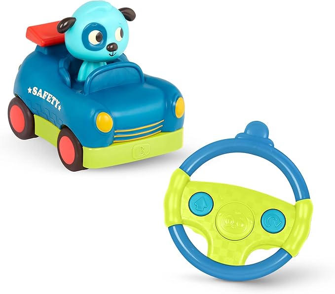 B. toys – Remote Control Car for Toddlers Kids – Remote with 2 Big Buttons – Fast RC Vehicle with Fun Sounds – 2+ Years – Riding Racers – Woofer