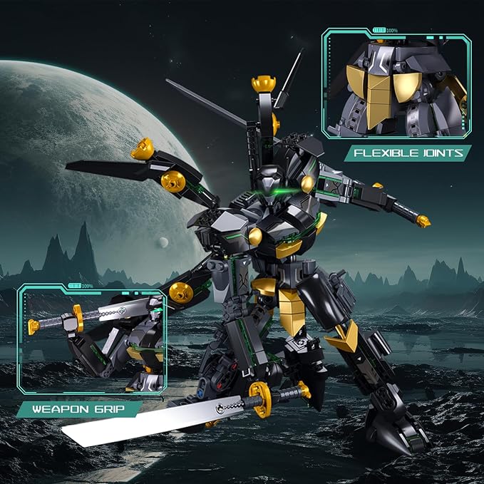 Mech Building Sets Black Robot Mecha Building Kit with Two Knife Collectible Gift for Teens Boys 8+ Compatible with Lego Mech Set 534 PCS