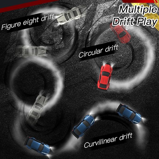 KF20 1:64 Scale Mini Drift RC Car with Full Proportional RTR 2.4GHZ Remote Control for Desktop Racing (RED)