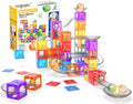 MIEBELY Magnetic Tiles 112 PCS Magnetic Maze Building Blocks Toy for Kids with Glowing Ball Magnet Marble Run Set STEM Education Toddler Toy Building Block Gifts for Boys and Girls 3 4 5 6 7 8 9