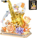 Mini Building Blocks Sets Flower Saxophone - 1000+PCS Musical Instrument Micro Building Bricks Kit Toy - Creative Ideals Collectible Architecture Decoration Gift for Adults(Saxophone Flower)