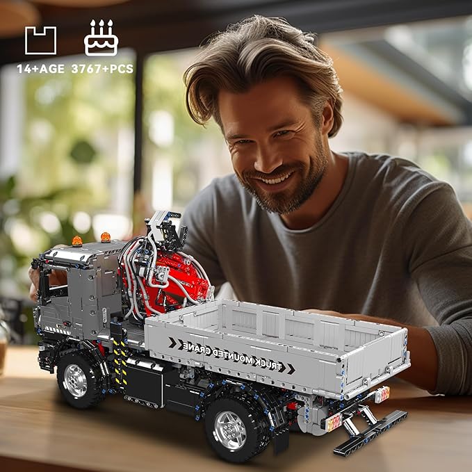 Mould King 19016 Truck Mounted Crane Building Set APP/Remote Engineering Truck Construction Kit City Mobile Crane Model Sets to Build for Age 14+/Adults Collections Enthusiasts (3767+ Pieces)