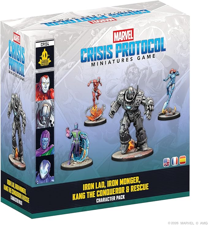 Asmodee Marvel: Crisis Protocol Iron Lad Iron Monger Kang The Conqueror &amp Rescue Character Pack - Tabletop Superhero Game Strategy Game for Kids &amp Adults Ages 14+ 2 Players 90 Min Playti