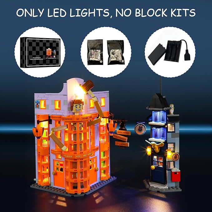 LED Light Kit for Lego 76422 Diagon Alley: Weasleys' Wizard Wheezes Set Compatible with Lego 76422 Building Blocks Model(Not Include Blocks Set)