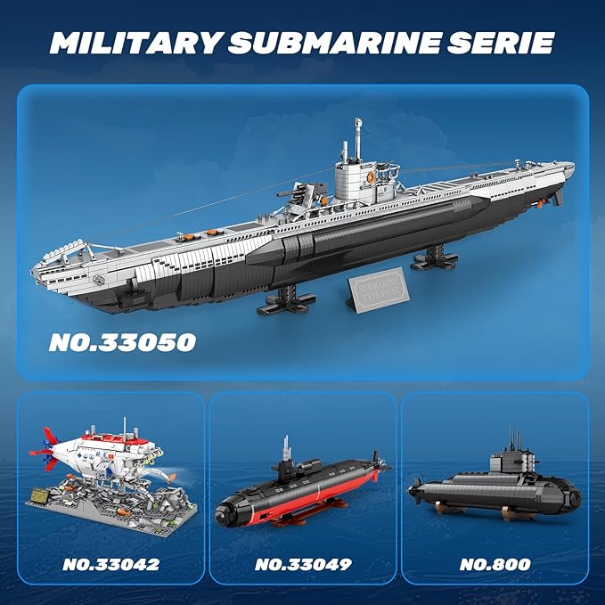 Reobrix U-Boat Submarine Building Set Military Submarine Model Kit for Adults WW2 History Collectible Home Decor Battleship Construction Set 33050 Army Toy Gifts for Boys Men Military Fans