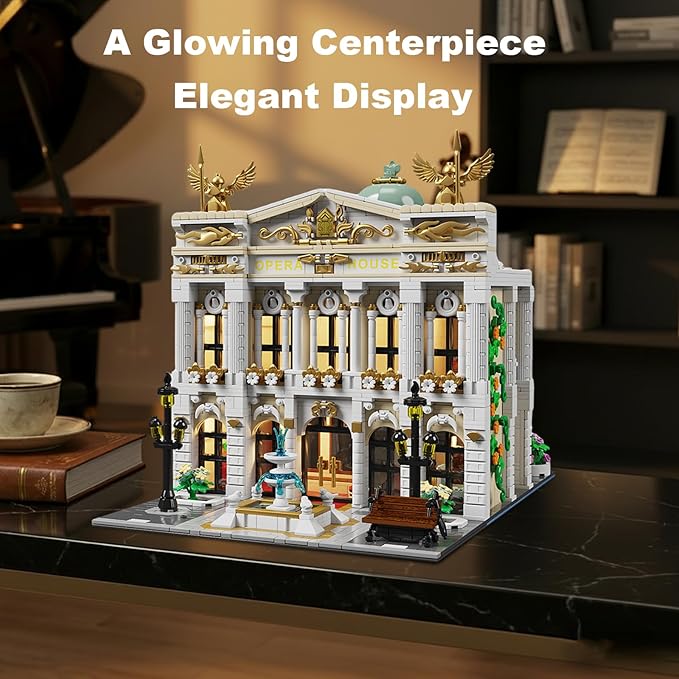 Paris Opera House Modular Building Sets for Adults European Theater Architecture with Light Kit &amp 8 Figures Collectible Club Building with Guitar for Music Lovers Gifts (4490 PCS)