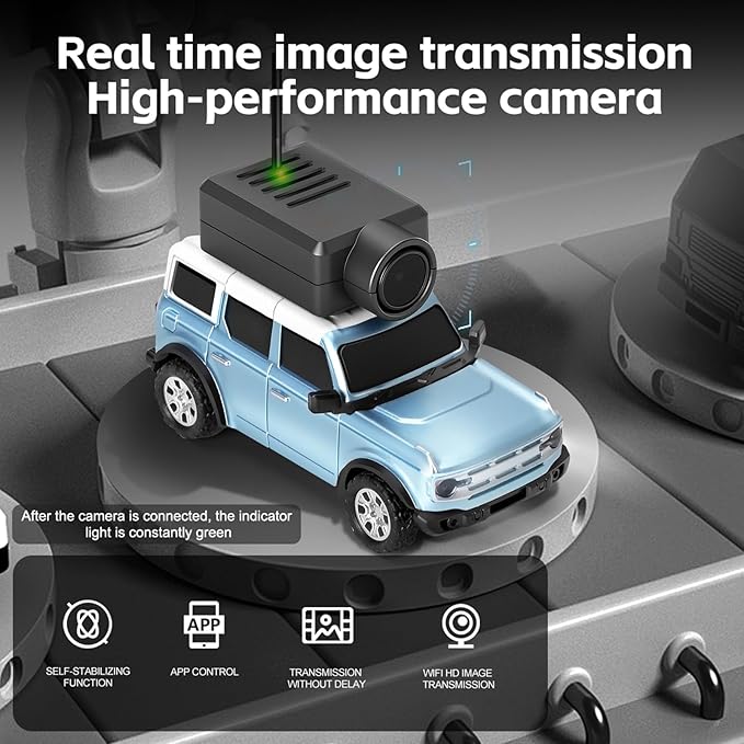 WLtoys Mini RC Car 1:64 Scale FPV RC Drift Car with 720P HD Camera 2.4GHz Transmitter and WiFi App Control with Gyro First Person Perspective Mini Racing Toys for Hobby RC(Blue)