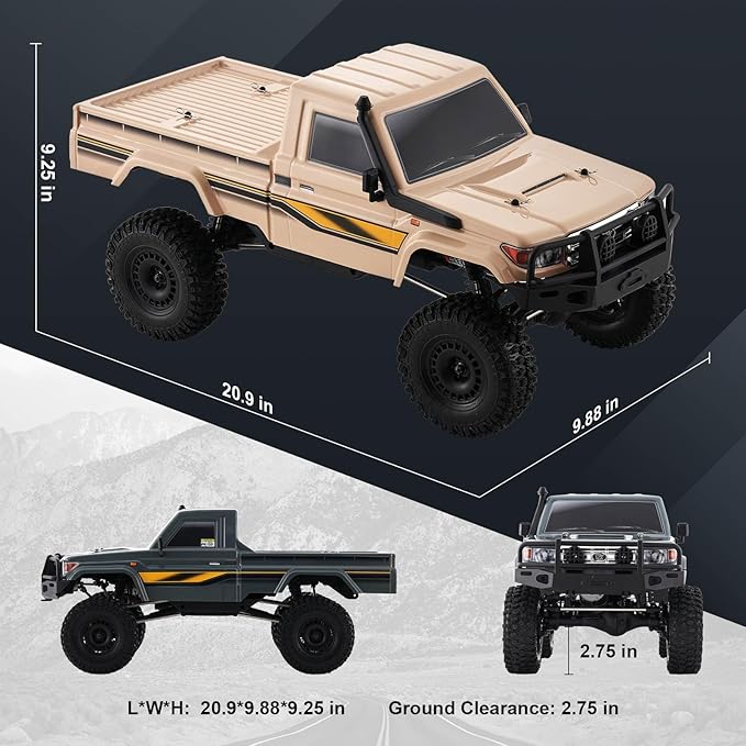 FCXㅤ YKHOBBY 1/10 YK41011 RC Crawler Hobby Grade RC Rock Crawler with 2 Speed Switch Manual Differential Lock for Adults (RTR Grey)