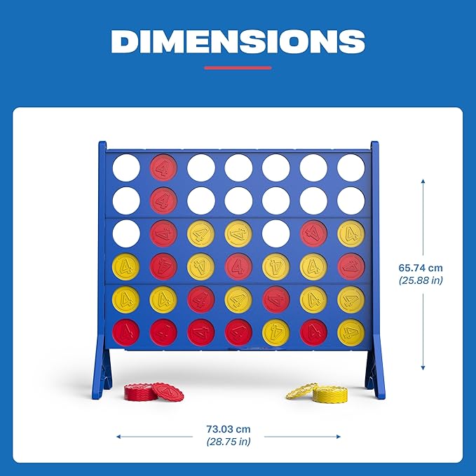 Connect 4 Oversized Edition Game - Giant Classic Four-in-a-Row Family Fun - Indoor &amp Outdoor Strategy Board Games for Adults &amp Kids - 42-Count Colorful Discs - Quick Assembly &amp Slide Relea