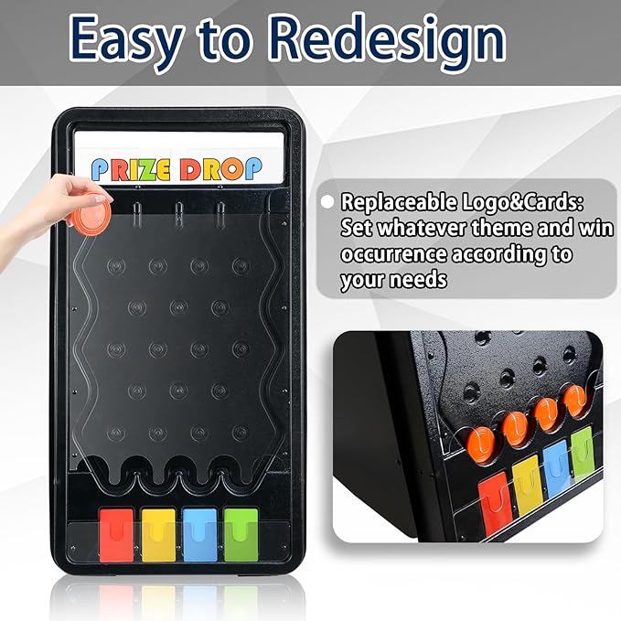 Mini Tabletop Prize Drop Board Game 25x14 Plinko Board Foldable Stand with Customizable 8 Playing Pucks for Carnival Tradeshow Party