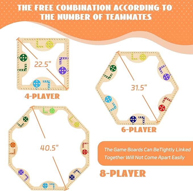 Solid Wood Marbles and Jokers Board Game: Versatile Family Entertainment for 2-8 Players Featuring Interlocking Game Boards Multiple Colors Marbles and Card Decks Ideal for Parties and Game Nights