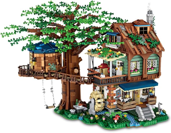 Mini Blocks Tree House Building Kit 4761PCS Idea Forest House Building Blocks Set DIY Mini Bricks Street View House Construction Model for Adult
